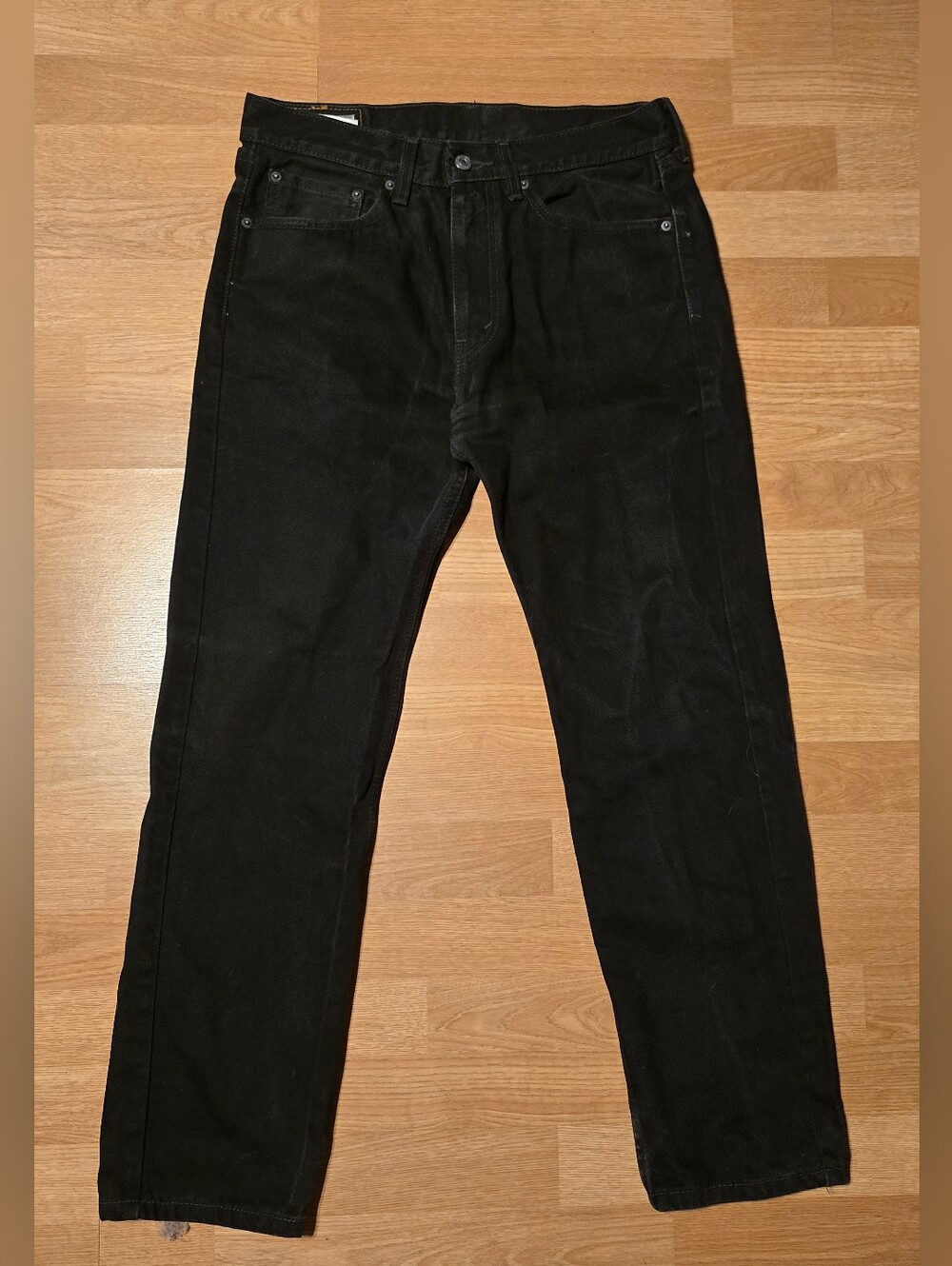 Levi’s Men’s Black Denim Jeans Straight Regular Fit Dark Wash 5-Pocket
